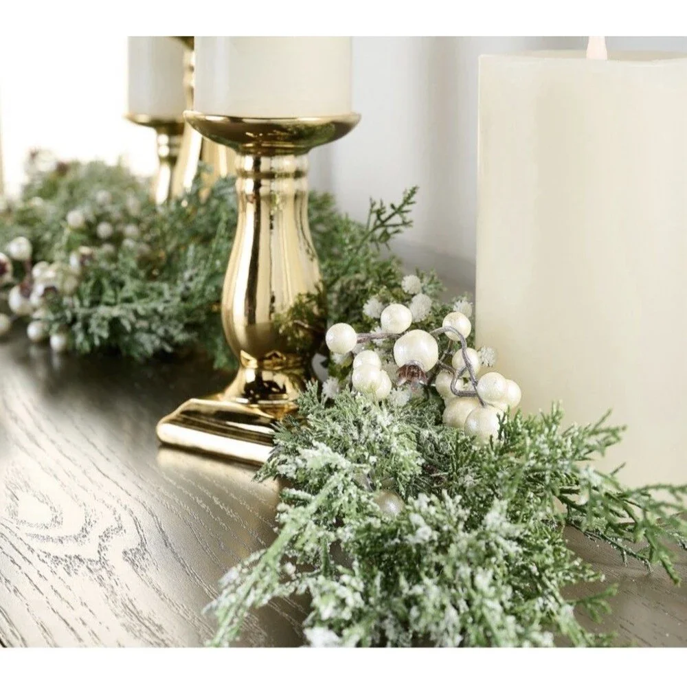 4' Winter Frost Cedar and Berry Garland by Valerie - Ivory